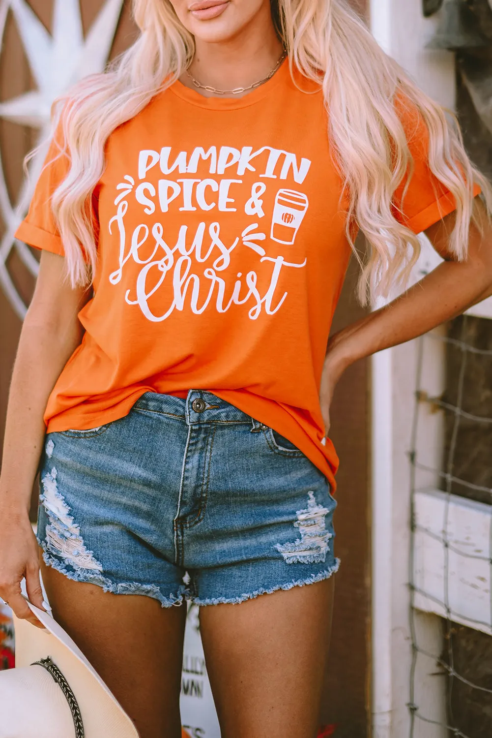 PUMPKIN SPICE & Jesus Christ Graphic T-shirt