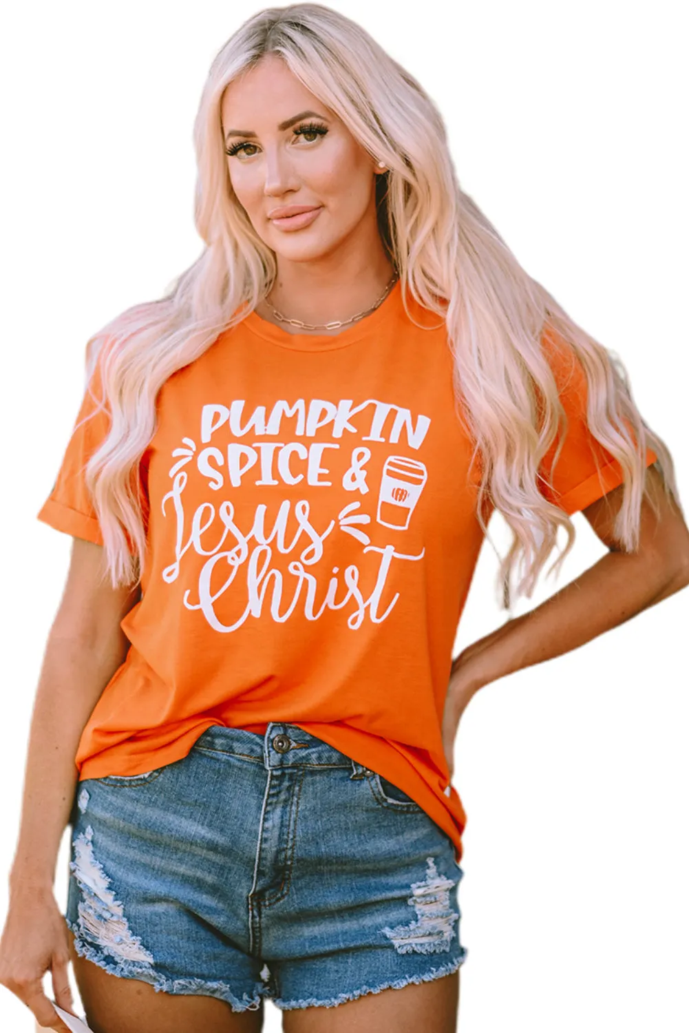 PUMPKIN SPICE & Jesus Christ Graphic T-shirt