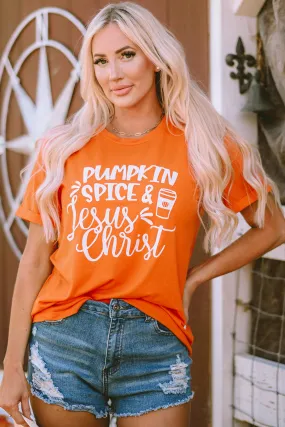 PUMPKIN SPICE & Jesus Christ Graphic T-shirt