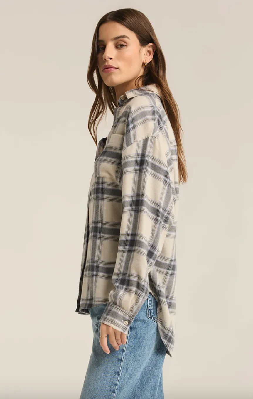 river plaid button up