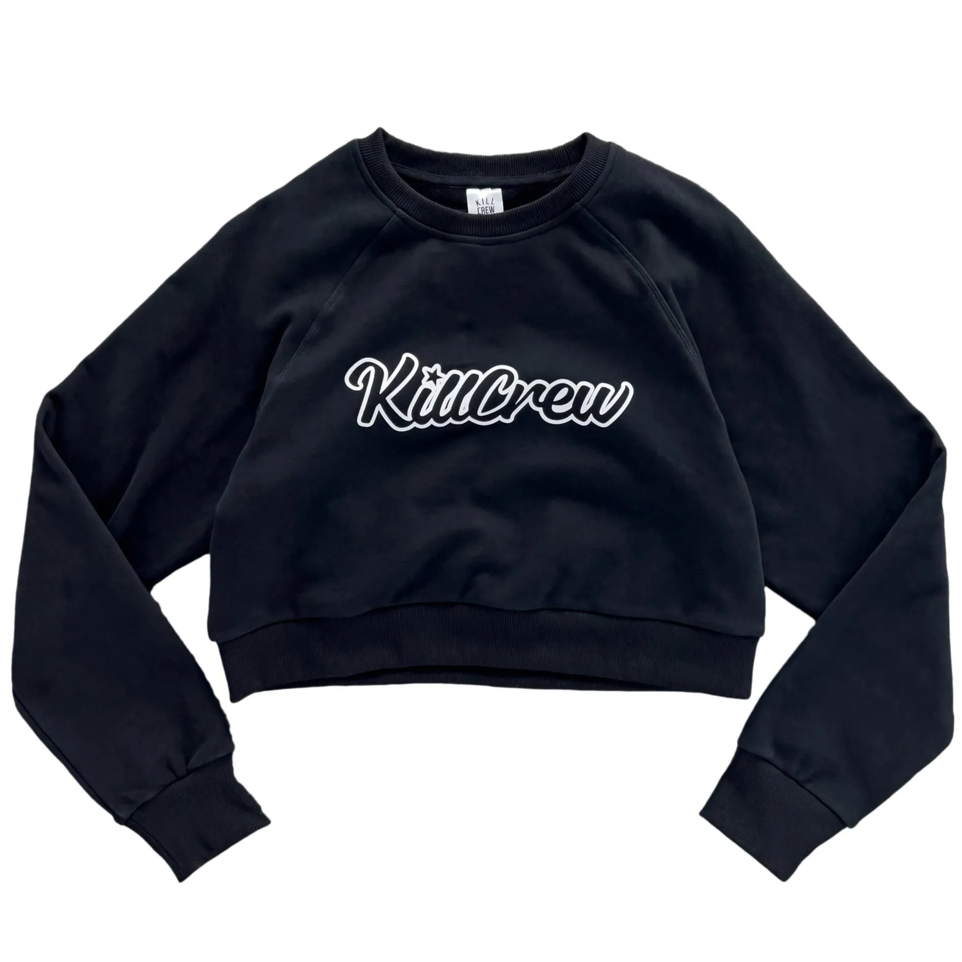 SCRIPT CROP CREW NECK - BLACK