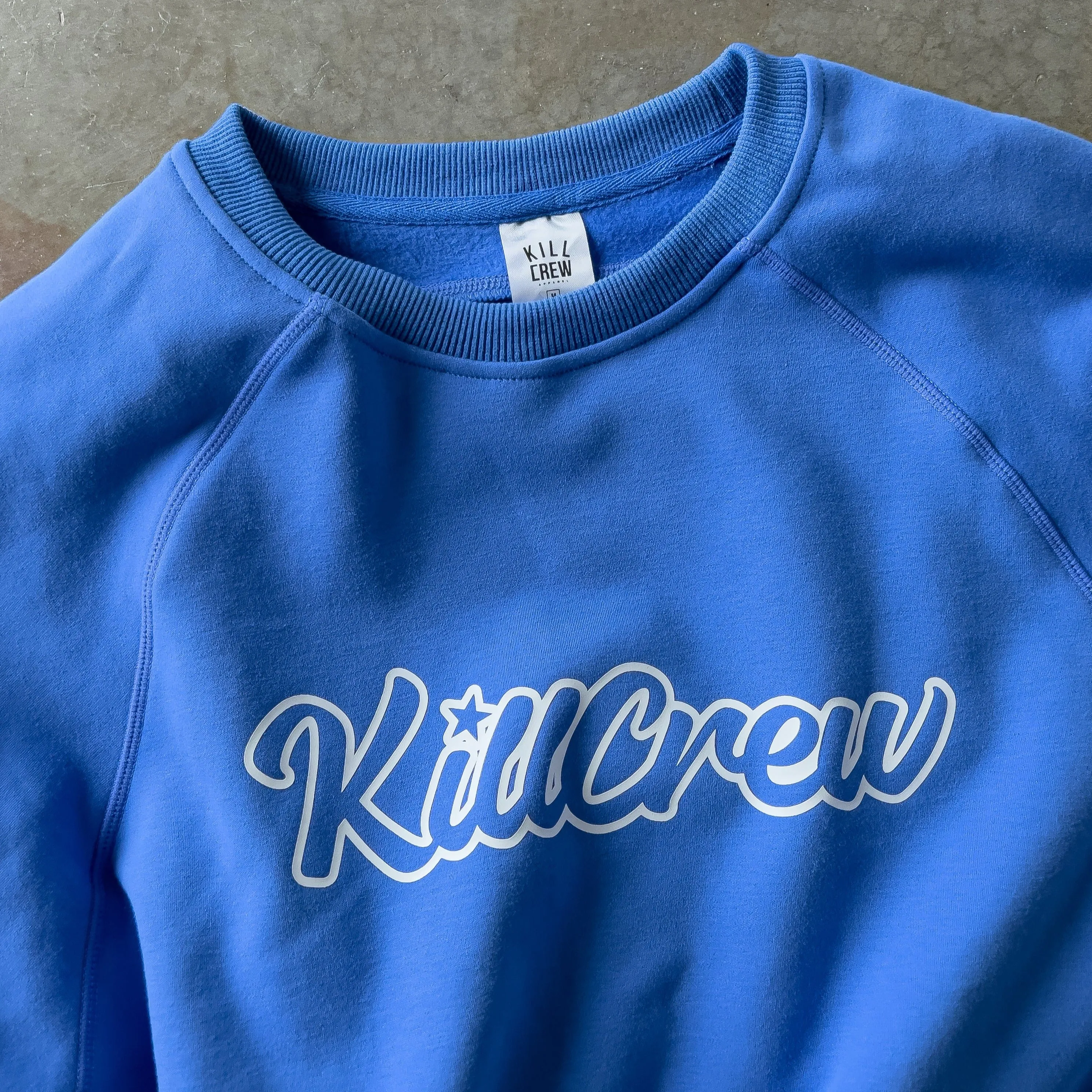 SCRIPT CROP CREW NECK - BLUE