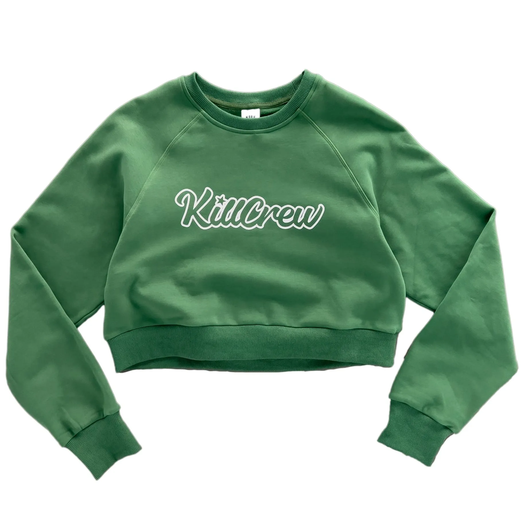 SCRIPT CROP CREW NECK - GREEN