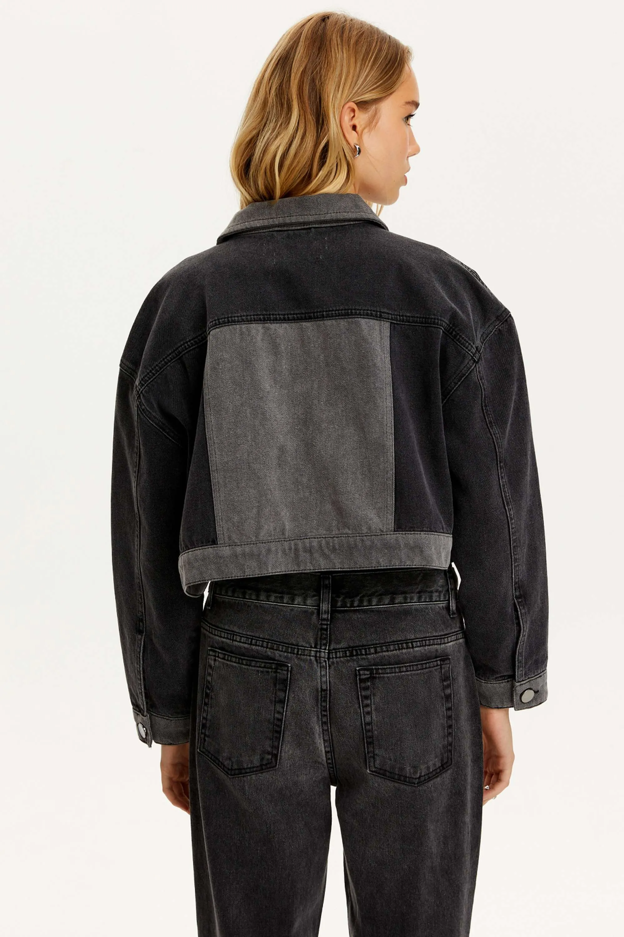 Two Toned Pocketed Denim Jacket (Final Sale)