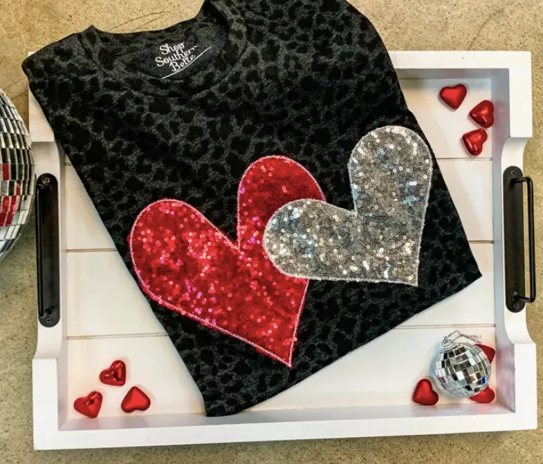 Valentine Sequin Hearts Tee