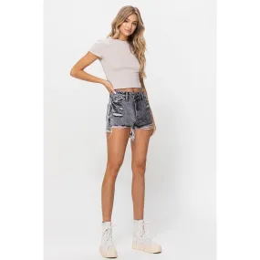 VERVET Lovey Dovey Super High Rise Two Toned Denim Shorts