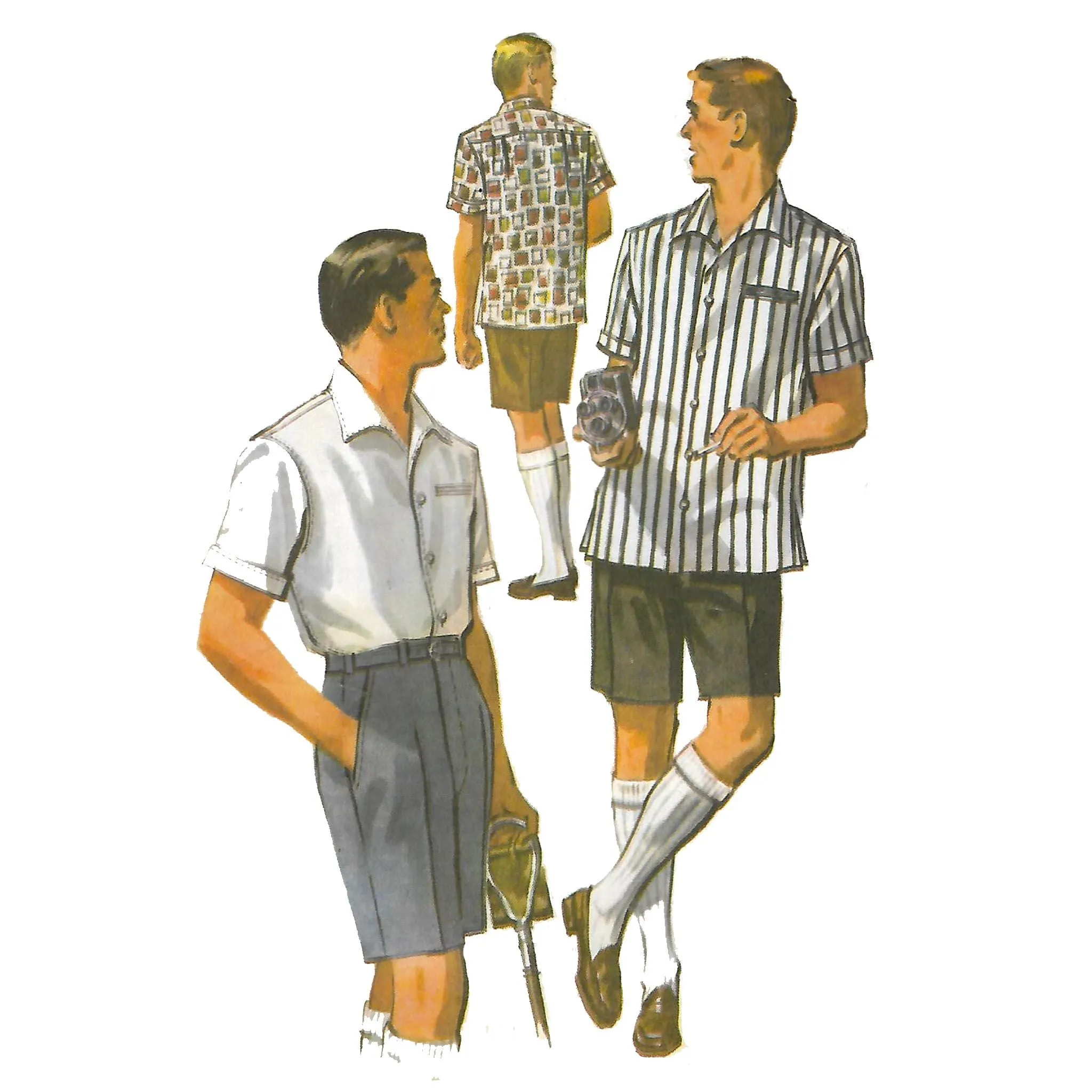 Vintage 1950s Pattern, Men’s Summer Shirt & Bermuda Shorts - Chest 38” (96.5cm)