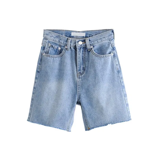 Wjczt High Waist Slim Denim Shorts Bermuda Plus Size Woman New Fashion Tassel Tight Five-point Denim Shorts Washed Sexy Female summer